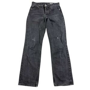 NOEND Jeans Women 26 Relaxed Fit Straight Leg Faded Black‎ 100% Cotton Made USA